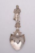 A Continental silver cabinet spoon, importer Berthold Muller, London, 1911, cast with heart shaped
