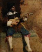 Italian School 19th Century The Musician oil on canvas 66 x 53cm, in an ornate carved fruitwood
