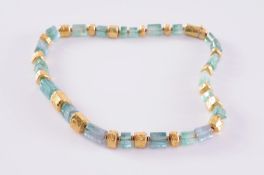 Charmian Harris. An 18ct gold and tourmaline bead necklace of graduated ‘sugar loaf’ tourmaline