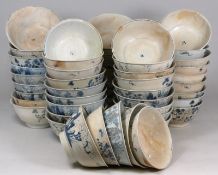 Tek Sing Cargo - fifty Chinese porcelain bowls of circular form the exterior painted in blue with