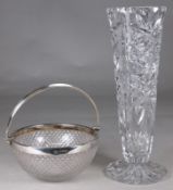 A silver and glass cream pail, London 1884, and a moulded glass vase.