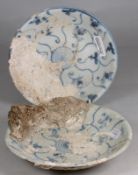 Tek Sing porcelain - two coral encrusted Chinese porcelain plates of circular form the interior