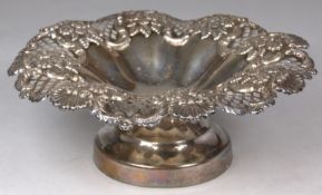 A late Victorian silver pedestal bon bon dish, maker JD/WD, Chester 1898, of circular fluted form