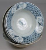 Tek Sing Cargo - five Chinese porcelain bowls  of circular form with everted rims painted in blue