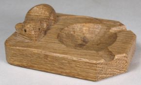 A 1930`s carved oak mouseman ash tray.