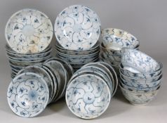 Tek Sing Cargo - twenty five Chinese porcelain bowls and twenty five matching stands of circular