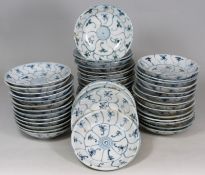 Tek Sing Cargo - fifty Chinese porcelain plates of circular form the interior and exterior painted