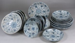 Tek Sing Cargo - ten Chinese porcelain bowls and ten stands of circular form the interior and