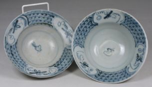 Tek Sing Cargo - two Chinese porcelain bowls of circular form  with everted rims painted in blue