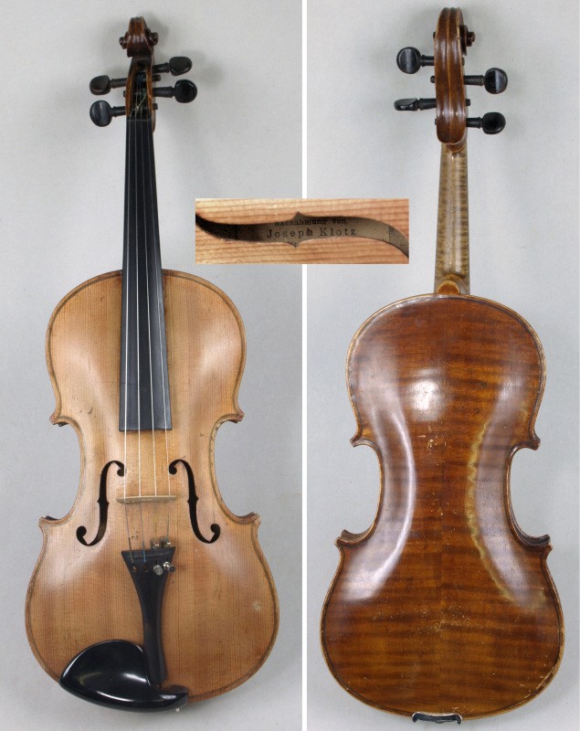 A German violin, bearing the label Joseph scroll carved ebony fingerboard and