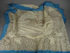 A Victorian silkwork scarf, Winners of the Derby from the commencement in 1780:, the centre with