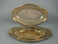 Of WWII interest - three Leibstandarte silver plated serving dishes:, initialled AHL. *Note The