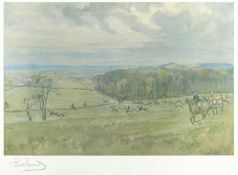 After Lionel Edwards - Hunting Countries, The Middleton at Stittenham Wood:- coloured print, signed,