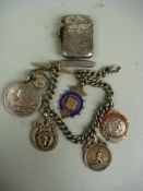 Four silver sporting medallions relating to Salfords FC:, dating between 1924 and 1931, presented to