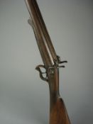 A French underlever 16 bore pinfire double barrel shotgun by Eugune Bernard of Liege:, Damascus
