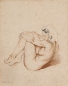 Sir William Russell Flint [1880 - 1969] Seated nude signed bottom left chalk drawing 24.7 x 19.7cm.