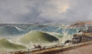 Luigi M. Galea (1847 - 1914, Maltese) Approaching harbour in choppy seas signed and dated 1904