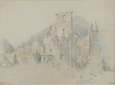 James Duffield Harding [1798-1863] Allahafigen, a ruined abbey inscribed bottom left, dated 1843