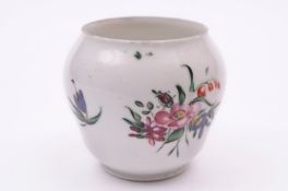 A Champion’s Bristol small jar of ogee form, painted with a bouquet of flowers and sprigs, blue