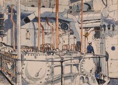 Claude Graham Muncaster [1903-1974] The Gear Room, H.M.S Rodney signed bottom left watercolour