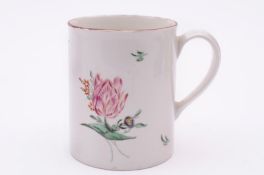 A Champion’s Bristol small mug of cylindrical form with grooved loop handle, painted in enamels with