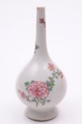 A Chinese rosewater dropper of traditional pear shape, painted with floral sprays in famille rose