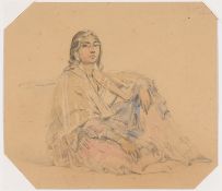 James Duffield Harding [1798-1863] Gypsy Girl inscribed top right watercolour 18 x 20.5cm,