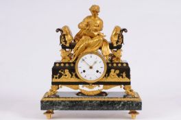 L’Echopié Jne à Paris, a bronze, ormolu and marble mantel clock the eight-day duration movement