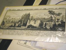 BUCK, S & N: The East View of Buckfastre-Abby: black & white copper engraving, 375 x 190 mm (plate