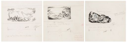 Baynes (Pauline) - 3 original drawings for Prince   pen and ink vignettes, each c.55x103mm.,