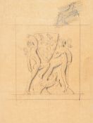 Gill (Eric) - 5 pencil designs for a carved stone   the first a sketch with female and male nude