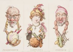 Rowlandson (Thomas) Masqueronians the set of 6 etchings, each with 3 emblematic portraits