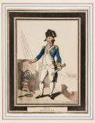 Rowlandson (Thomas) [Naval Characters] the set of 10 hand-coloured aquatints, each within pink