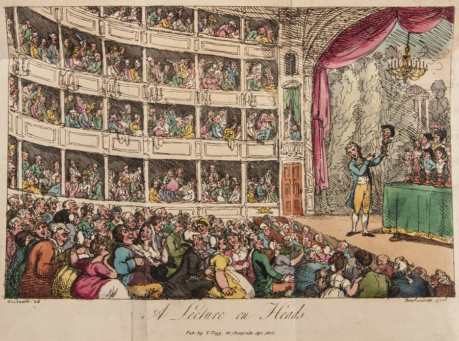 Stevens (Geo. Alex.) A Lecture on Heads first edition, lacking half-title, folding hand-coloured