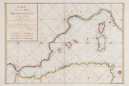 Bellin (Jacques Nicolas) Carte de la Mer Méditerranée en trois feuilles sea chart of the