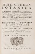 Seguier (Jean Francois) Bibliotheca Botanica, sive Catalogus Auctorum et Librorum... ...Accessit