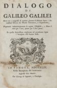 Galilei (Galileo) Dialogo... woodcut printer`s device on title, illustrations and diagrams, later