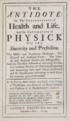 Pitt (Robert)  The Antidote: or, the Preservative of Health and Life, first edition, half-title,