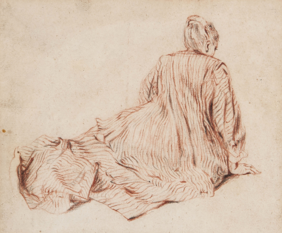 After Jean-Antoine Watteau Figure studies two sheets, one sheet with a standing and seated woman,