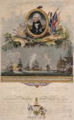 After Lemuel Francis Abbott (1760-1803) Portrait of Admiral Lord Nelson and view of fleets on the