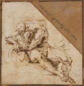 Circle of Francesco Salvator Fontebasso Male nude with head slumped in arms pen and brown ink, on