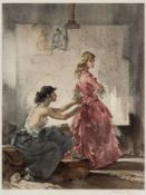 William Russell Flint (1880-1969) Two ladies dressing colour offset-lithograph, signed in pencil