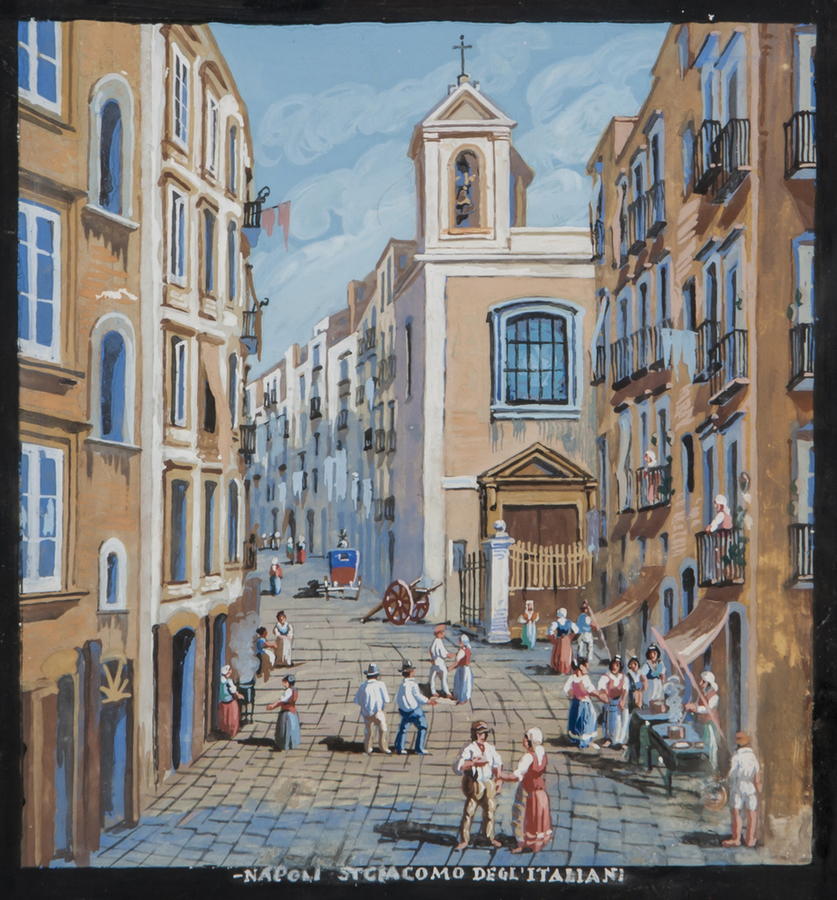 Neapolitan School (19th Century) A group of six views of Naples gouache, each titled with location,
