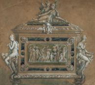 Austrian School (19th Century) Design for a silver casket with Cupid and Psyche pencil,