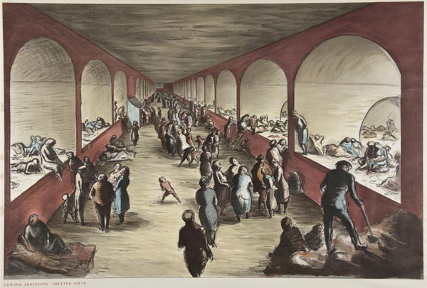 DS Edward Ardizzone (1900-1977) Shelter Scene lithograph printed in colours, 1941, published by the