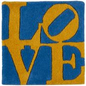 Robert Indiana (b.1928) (after) Swedish Love chrome-dyed hand-carved tufted archival wool tapestry