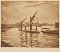 DS C.R.W. Nevinson (1889-1946) (after) View of the Thames at Deptford heliogravure, ca. 1920,