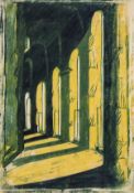 DS Ursula Fookes (1906-1991) The Cloister linocut printed in colours, a bright fresh impression,