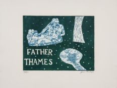 DS Julian Trevelyan (1910-1988) Father Thames etching with aquatint printed in colours, signed in