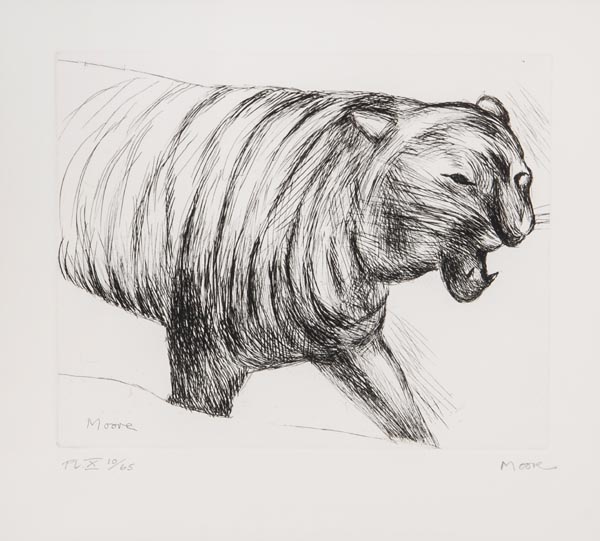 DS Henry Moore (1898-1986) Tiger (c.643) etching, 1982, signed in pencil, inscribed PL.X 10/65, as